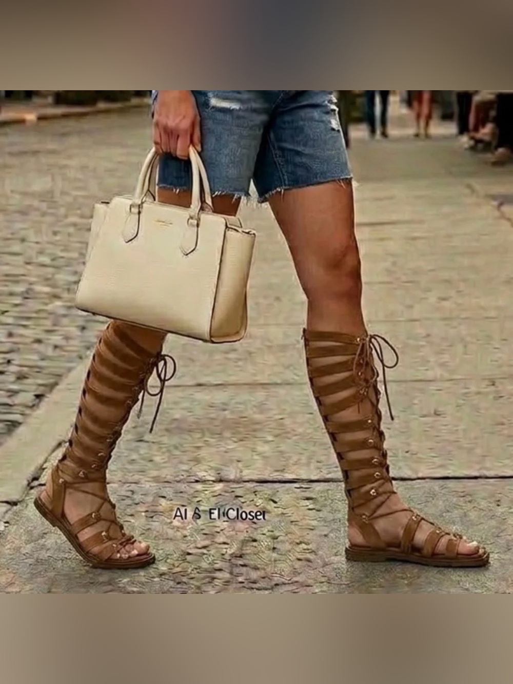 Free People Knee-High Lace-Up Sun Chaser Gladiator Sandals. Tan Suet.